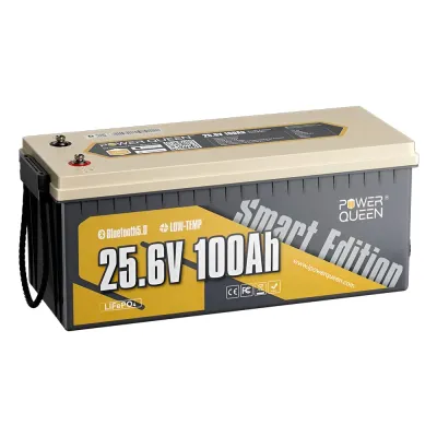 Акумуляторна батарея літій-залізо-фосфатна з Bluetooth 25.6В 100А*год LiFePO4 Power Queen P24V100-100-BASIC-BT-8-A160