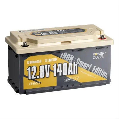 Акумуляторна батарея літій-залізо-фосфатна з Bluetooth 12.8В 140А*год LiFePO4 Power Queen H190 P12V140-150-RV190-BT-4-AC150