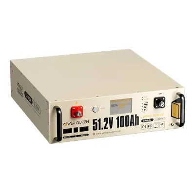 Акумуляторна батарея літій-залізо-фосфатна LiFePO4 51.2В 5120Вт*год Power Queen P51.2V100-100-COM-16-S3U монтаж в стійку 19