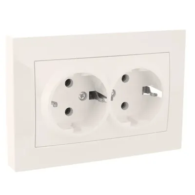 Розетка ELBI VEGA біла 2-а з заземленням (з рамкою) (510-010230-907)