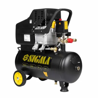 Компресор одноциліндровий 1.8кВт 230л/хв 8бар 24л (2 крана) SIGMA (7043131)
