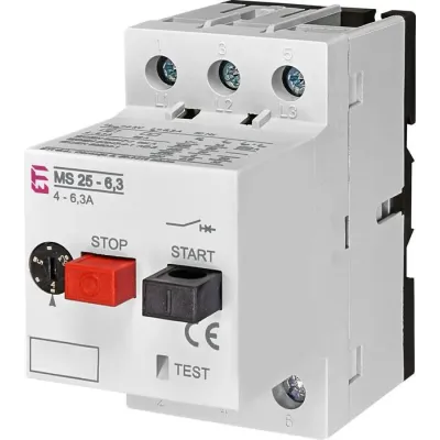 Автомат захисту двигуна ETI MS25-6.3 (4-6,3 A) (4600090)