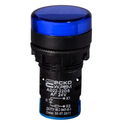 Сигнальна арматура АСКО-УКРЕМ AD22-22DS синя 24V АC/DC (A0140030153)