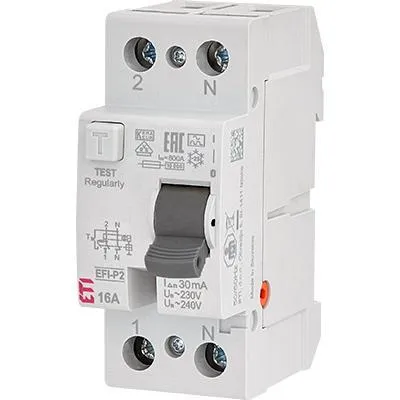 Реле диференційне (ПЗВ) ETI EFI6-P2 2p 40 / 0,03 тип AC (6kA) (2061252)