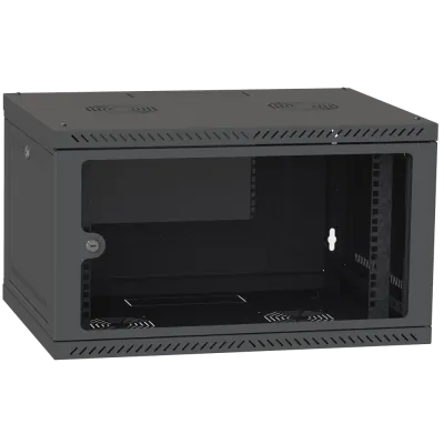 IPCOM 6U 600x600 Шафа телекомунікаційна двері скло (чорна)