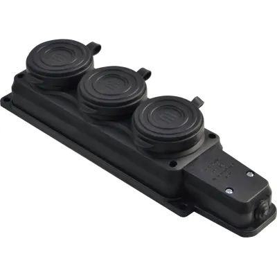 Колодка каучукова 2Р+PE з захисними кришками тримісна 16А IP44  (A0250010009)