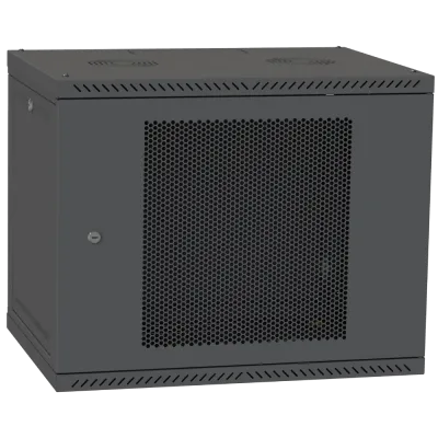IPCOM 12U 600x600 Шафа телекомунікаційна двері перфорація (чорна)