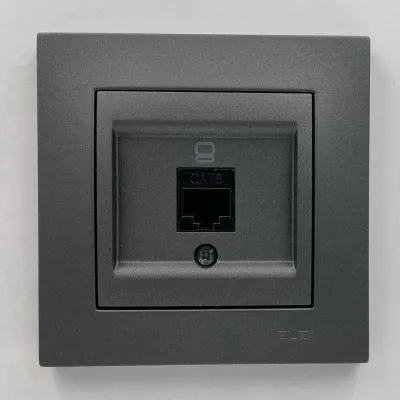 Розетка ELBI VEGA антрацит матовий комп'ютерна 1-на CAT6 RJ45 (510-016700-247)