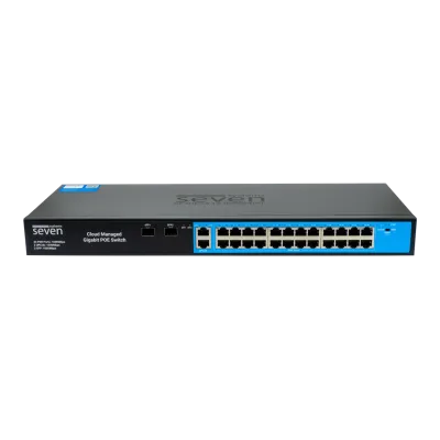 Хмарно керований гігабітний 28-ти портовий PoE комутатор SEVEN GPS424 (Cloud POE: 24G, UP: 2G+2SFP)