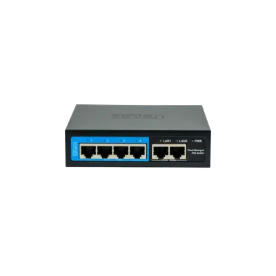 Хмарно керований 6-ти портовий PoE комутатор SEVEN PS204D (Cloud POE: 4, UP: 2)