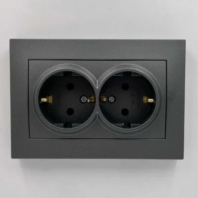 Розетка ELBI VEGA антрацит матовий 2-на з заземленням (510-016730-907)