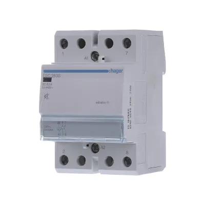Контактор модульний безшумний Hager 2p 63A 2NO 230B AC (ESC263S)