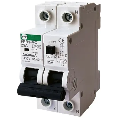 Реле захисного відключення Промфактор FPR1-AC  25А/0,03A  2P АС 6kA