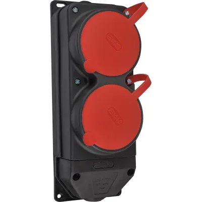 Колодка каучукова 3Р+РЕ з захисними кришками двомісна (2×25А) IP44 (A0250010012)