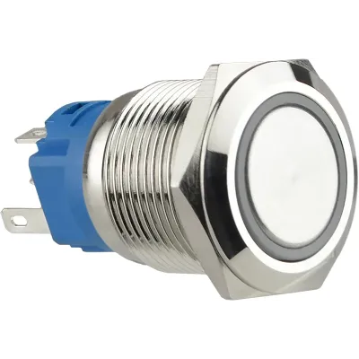 Кнопка металева пласка з підсвічуванням, 1NO+1NC, TYJ 19-271 зелена  24V. (A0140010138)