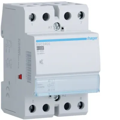 Контактор модульний безшумний Hager 2p 40A 2NO 230B AC (ESC240S)