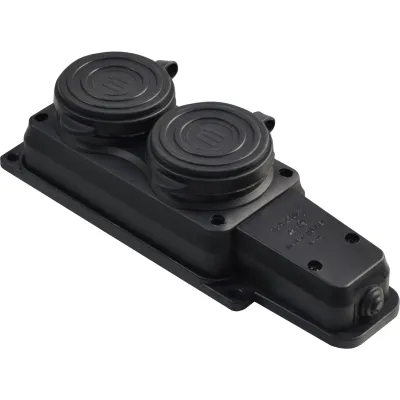 Колодка каучукова 2Р+PE з захисними кришками двомісна 16А IP44 (A0250010008)