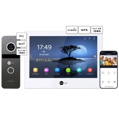 Neolight ALPHA Hybrid + SOLO IPW Graphite з кутком, PoE адаптер для панелі виклику Комплект відеодомофону