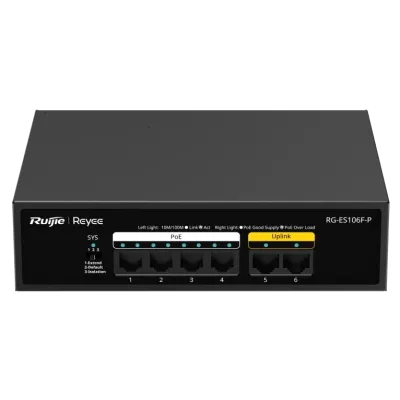 Ruijie Reyee RG-ES106F-P PoE Комутатор 6 портів некерований