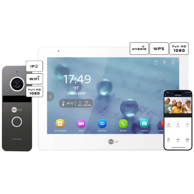 Neolight MEZZO Hybrid + SOLO IPW Graphite з кутком, PoE адаптер для панелі виклику Комплект відеодомофону