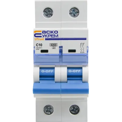 Модульний автоматичний вимикач АСКО-УКРЕМ UTrust 2р 10А С 6kА (A0010210064)