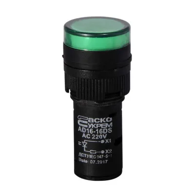 Світлосигнальна арматура AD16-16DS 220V зелена (A0140030051)