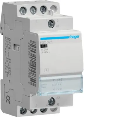 Контактор модульний Hager 2p 25A 3NO 230B AC (ESC325)