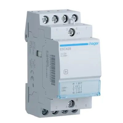 Контактор модульний Hager 4p 25A 3NO+1NC 230B AC (ESC428)