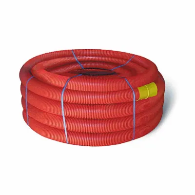 Труба гофрована двостінна 40/35 червона ДКС ( бухта 100м ) (121940)