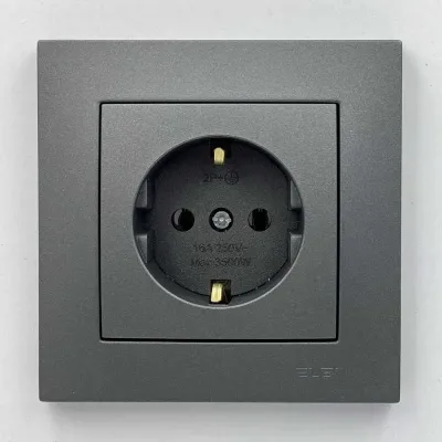 Розетка ELBI VEGA антрацит матовий 1-на з заземленням (510-016700-217)