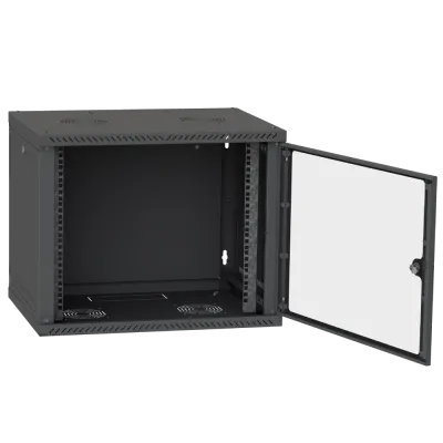 IPCOM 9U 600x600 Шафа телекомунікаційна двері скло (сіра)