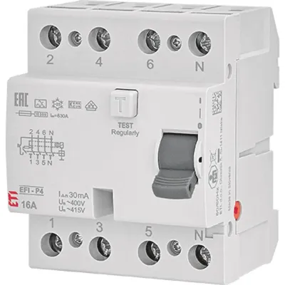 Дифреле ЕТІ EFI6-P4 4p 25А 30мА тип AC 6kA (2061651)