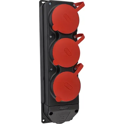 Колодка каучукова 3Р+РЕ з захисними кришками тримісна (3×25А) IP44 (A0250010015)
