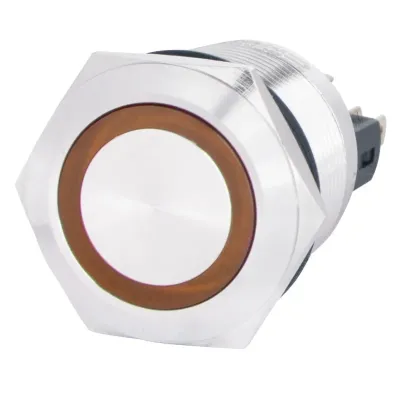 Кнопка металева пласка з підсвічуванням, 1NO+1NC, TYJ 22-271 жовта  220V. (A0140010131)