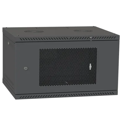 IPCOM 6U 600x450 Шафа телекомунікаційна двері перф (чорна)
