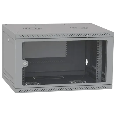 IPCOM 6U 600x600 Шафа телекомунікаційна двері скло (сіра)