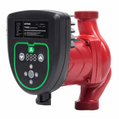 Насос циркуляційний енергозберігаючий 50-130Вт Hmax 8м Qmax 100л/хв Ø1½″ 180мм + гайки Ø1″ WETRON (774362)